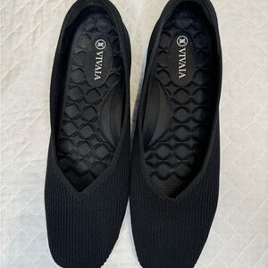 Vivaia Black Margot Walker Square Toe Flats